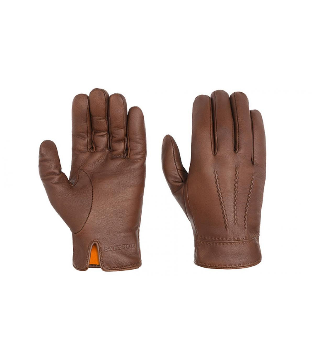 Brown guanti di pelle Stetson Gloves Goat Nappa brown